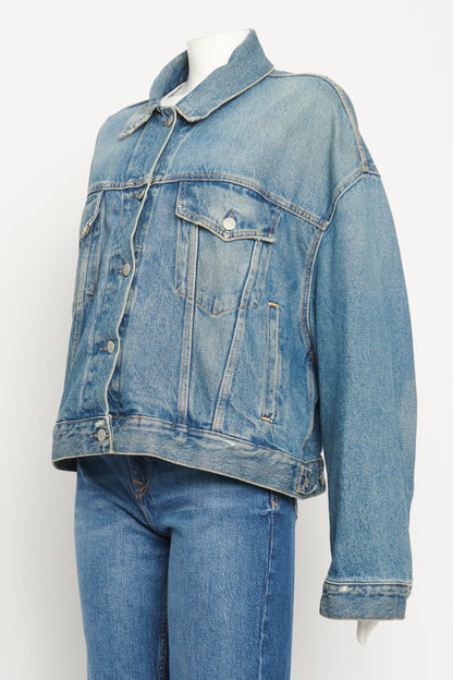 Blue Denim Cotton Preowned Jacket