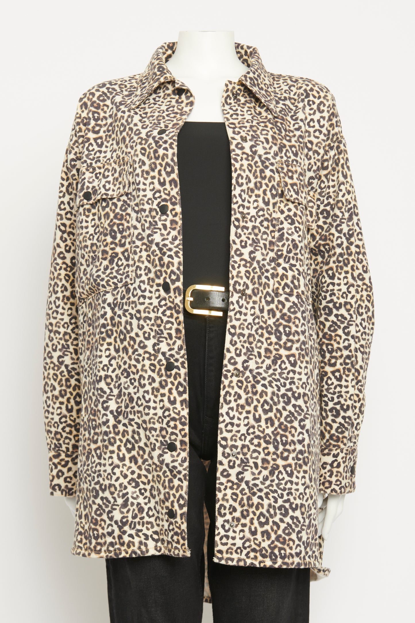 Leopard Print Organic Cotton Preowned Denim Jacket