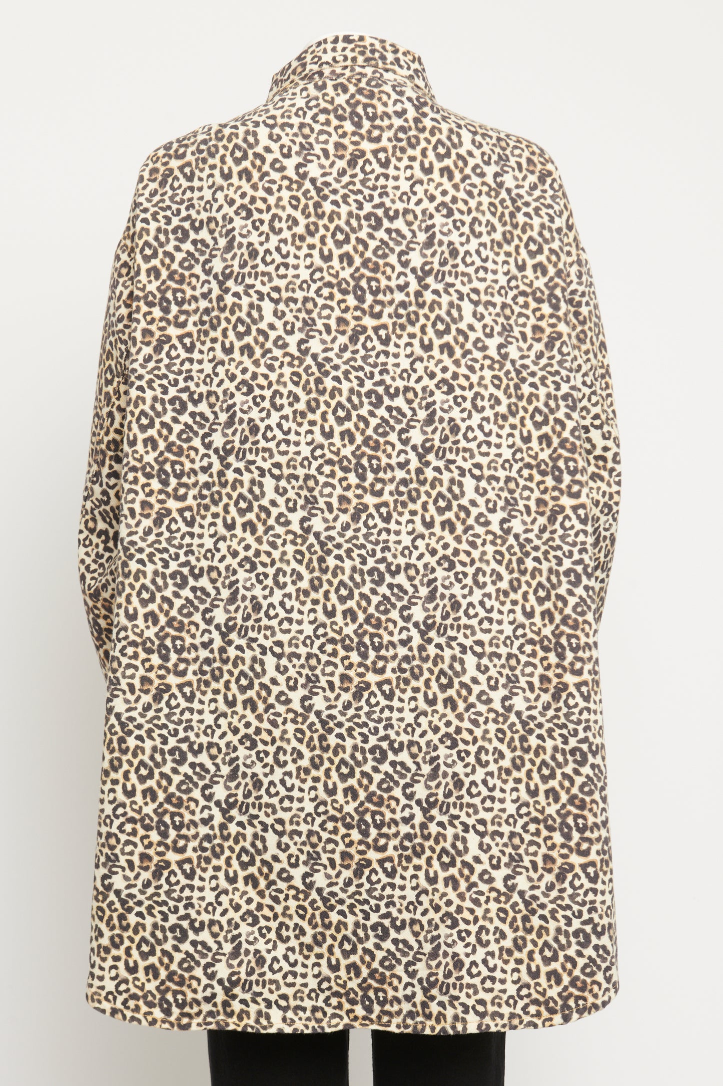 Leopard Print Organic Cotton Preowned Denim Jacket