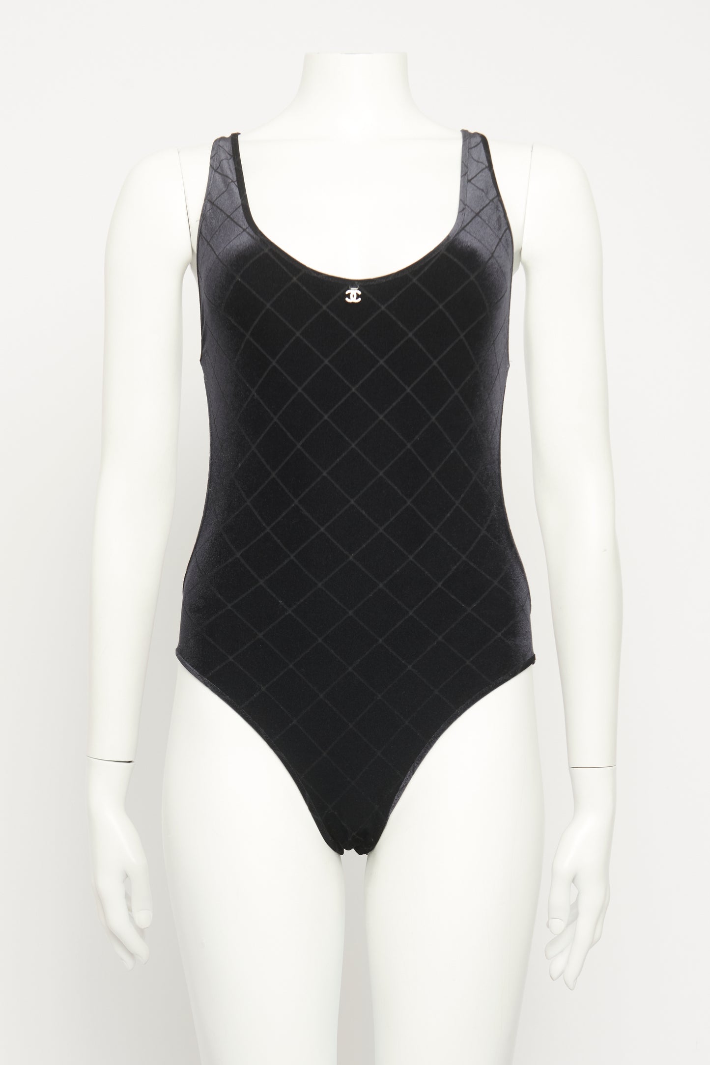 2023 Black Velvet Preowned CC Coco Beach Check Swimsuit