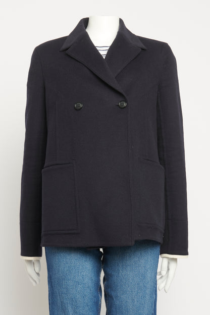 Navy Cashmere Preowned Single Breasted Pea Coat