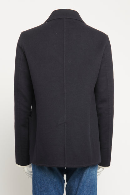 Navy Cashmere Preowned Single Breasted Pea Coat