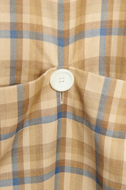 2017 Beige Wool Preowned Long Check Shirt