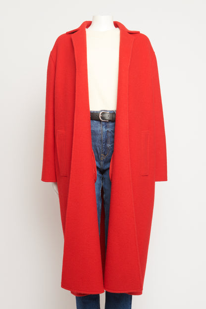 Red Wool Blend Preowned Straight Coat