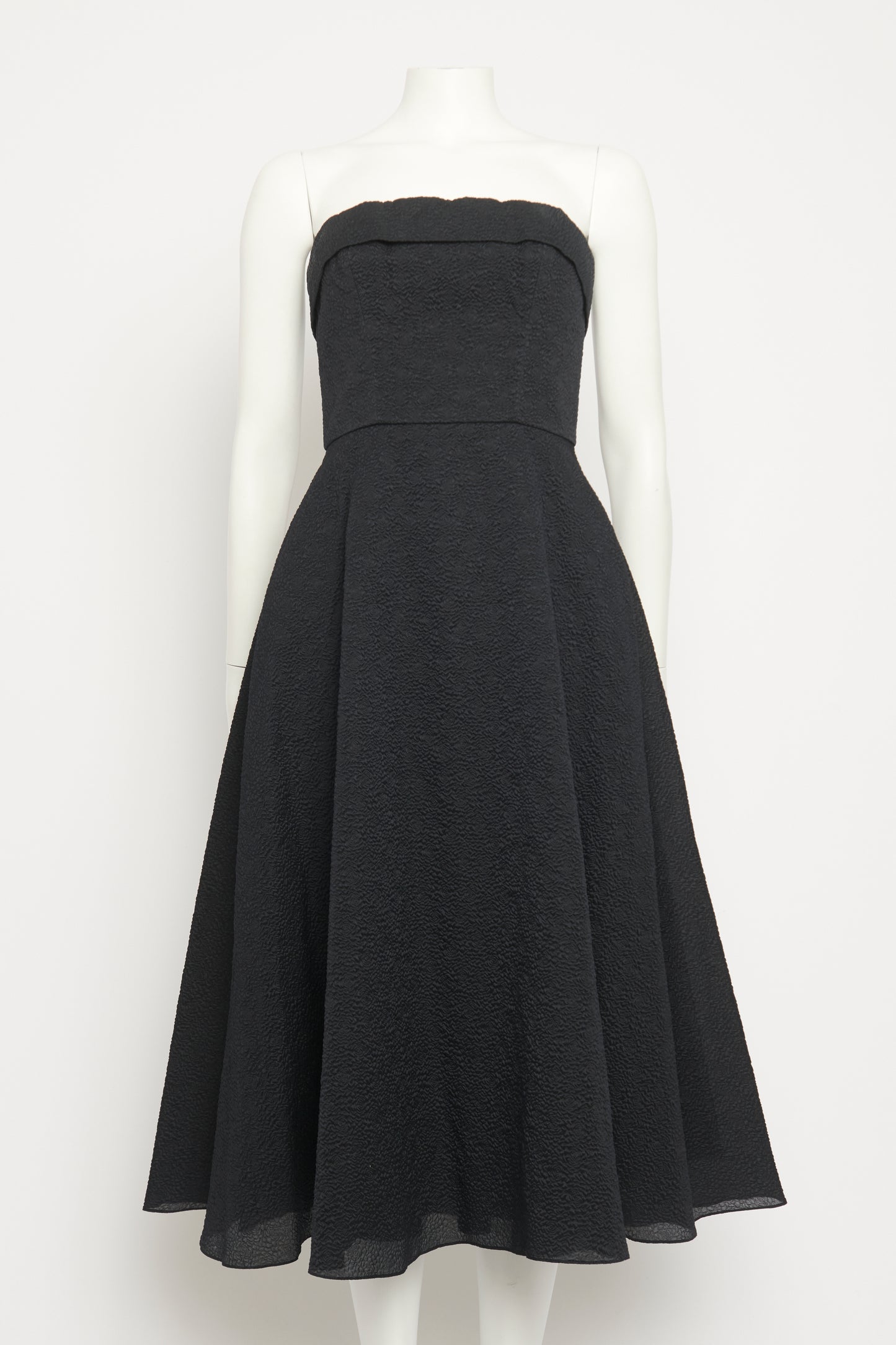 Black Cotton & Silk Jacquard 50's Style Preowned Midi Dress