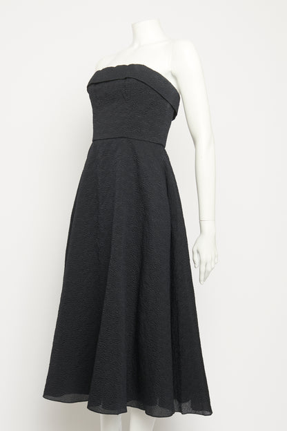 Black Cotton & Silk Jacquard 50's Style Preowned Midi Dress