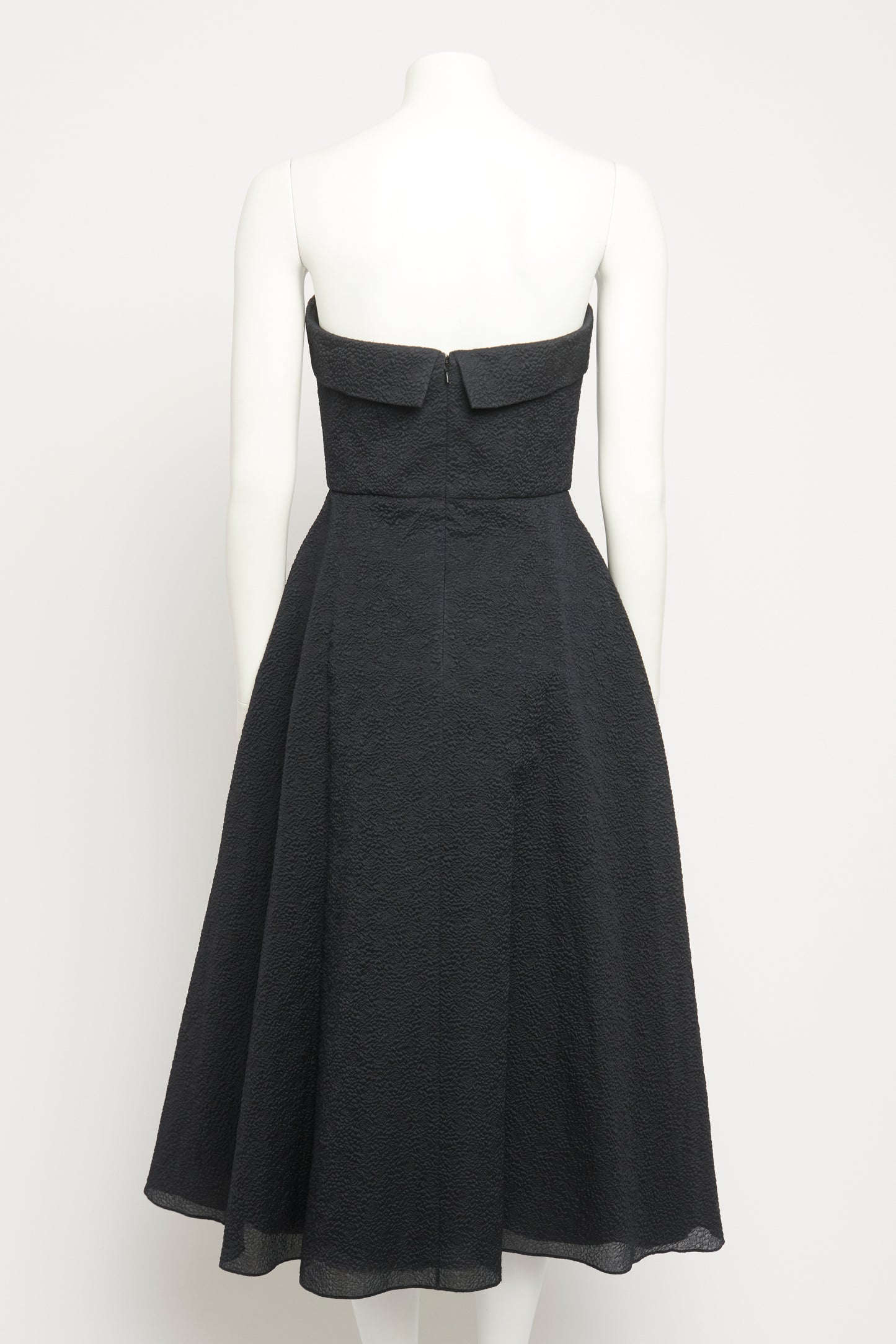 Black Cotton & Silk Jacquard 50's Style Preowned Midi Dress