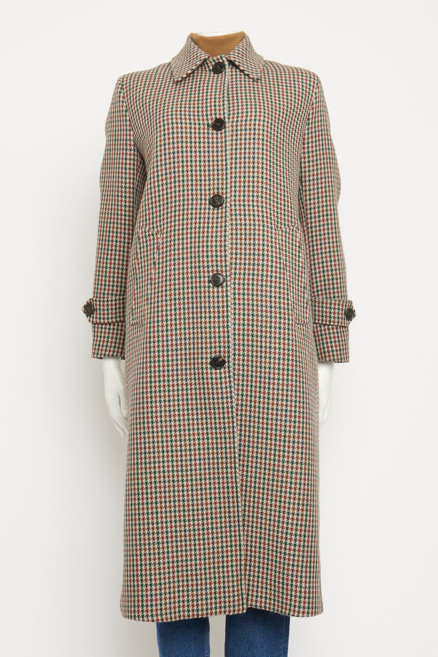 Multi Wool Blend Check Straight Fit Preowned Coat