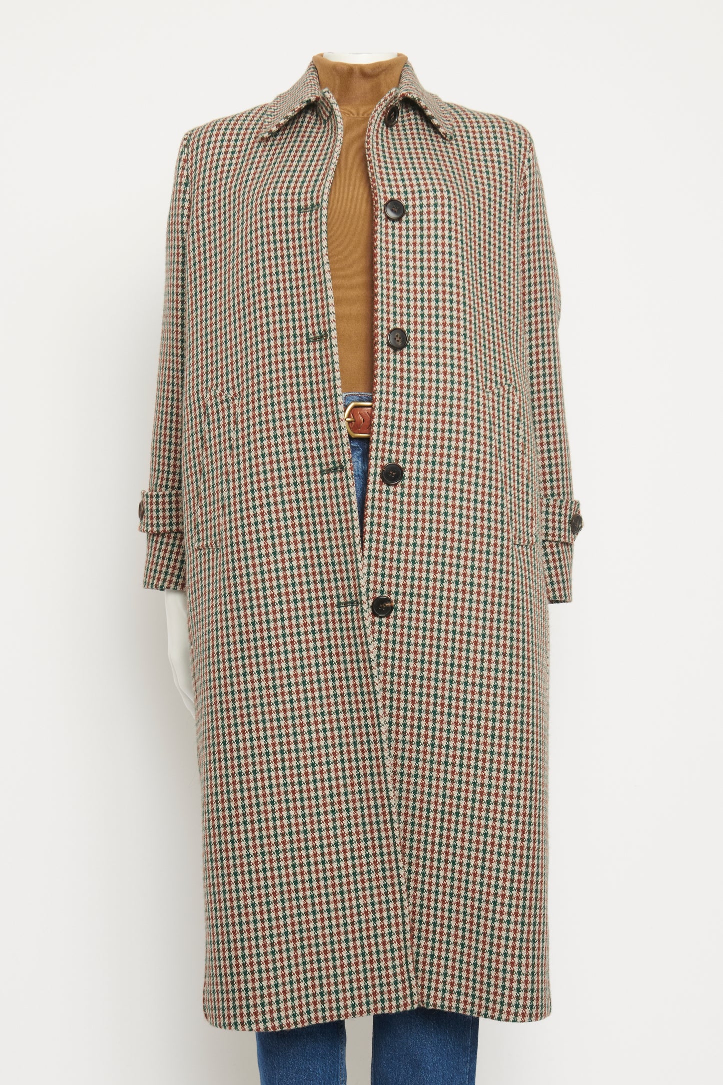 Multi Wool Blend Check Straight Fit Preowned Coat