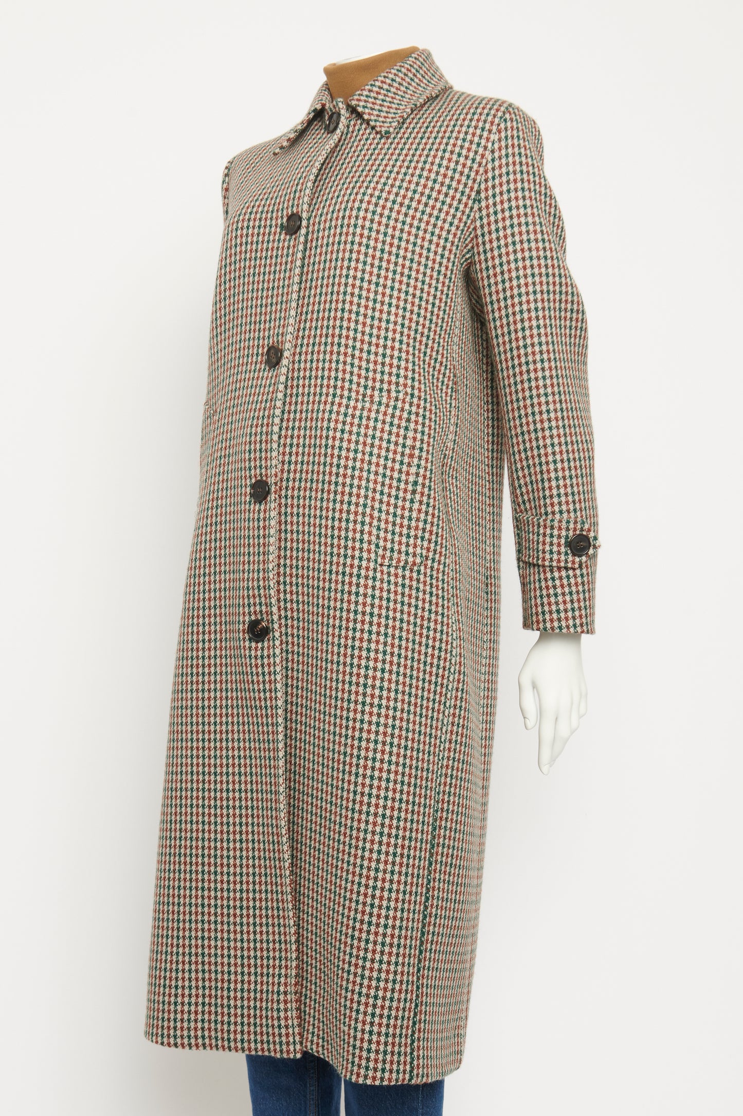 Multi Wool Blend Check Straight Fit Preowned Coat