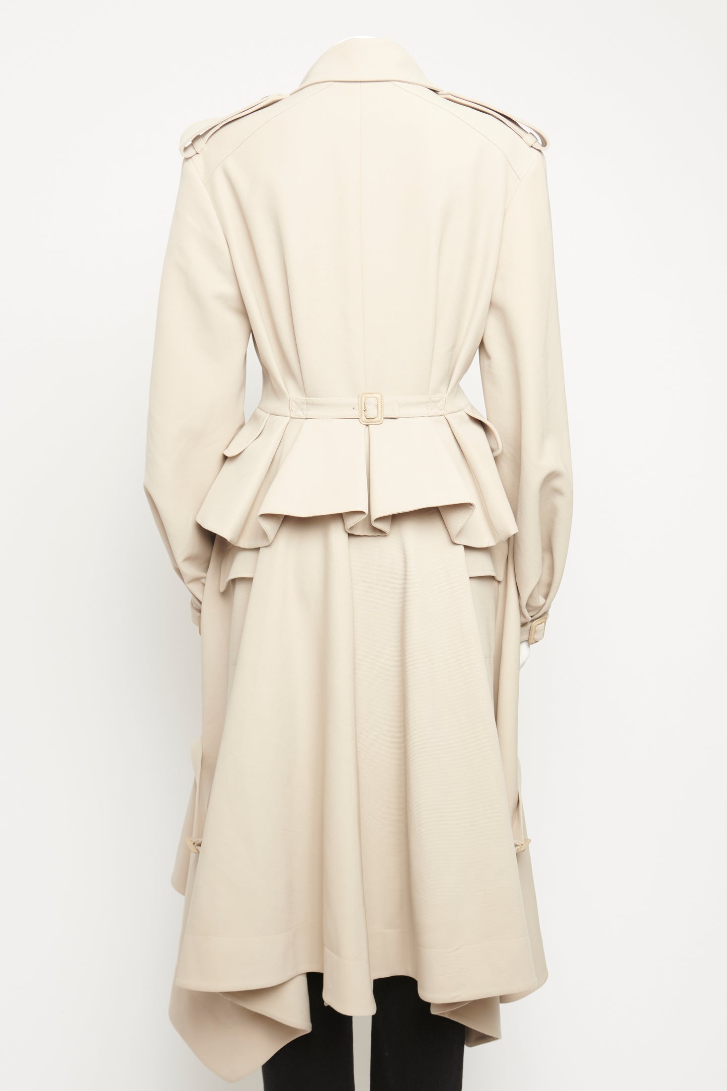 Beige Wool Peplum Preowned Coat