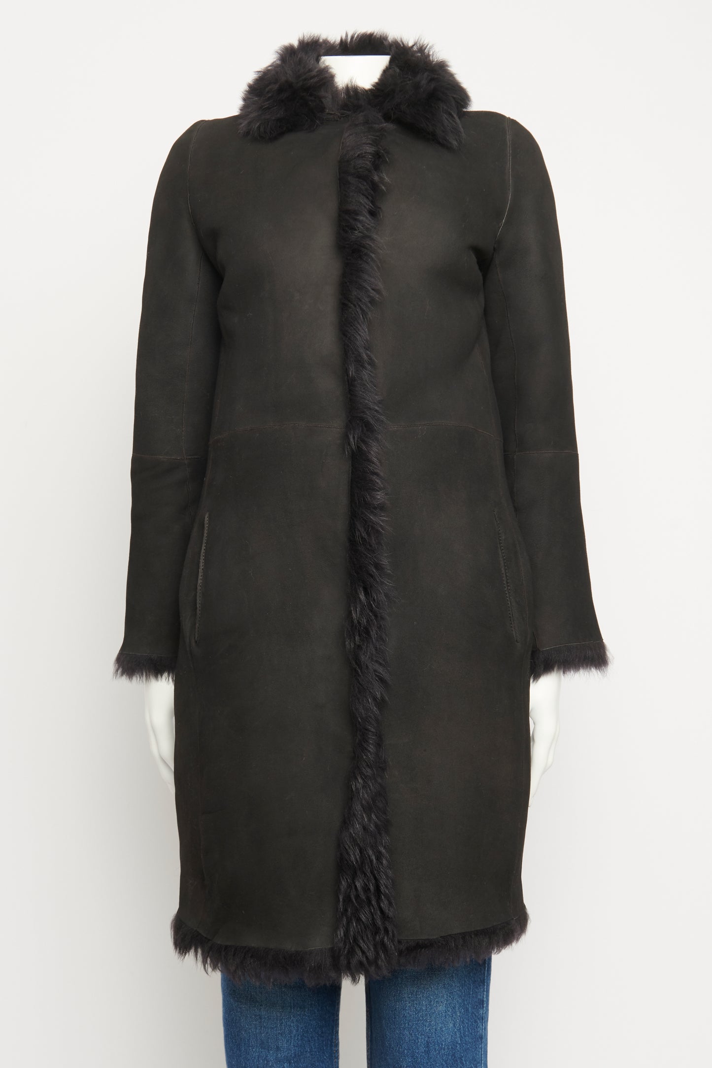 Black Shearling Preowned Coat