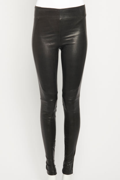 2010 Black Stretch Leather Skinny Moto Preowned Skinny Trousers