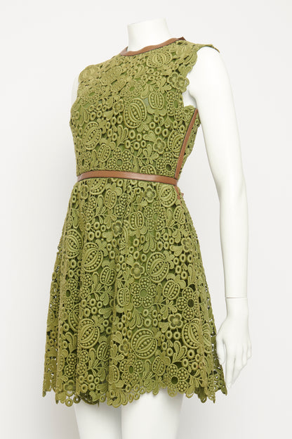 2015 Green Cotton Lace Preowned Mini Dress