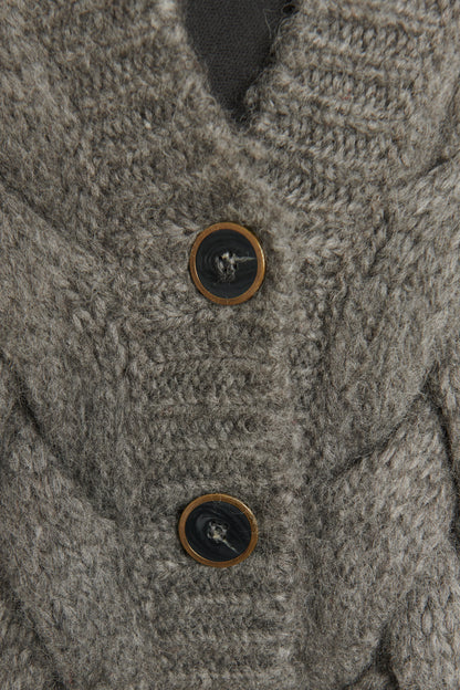 Charcoal Button Up Preowned Cable Knit