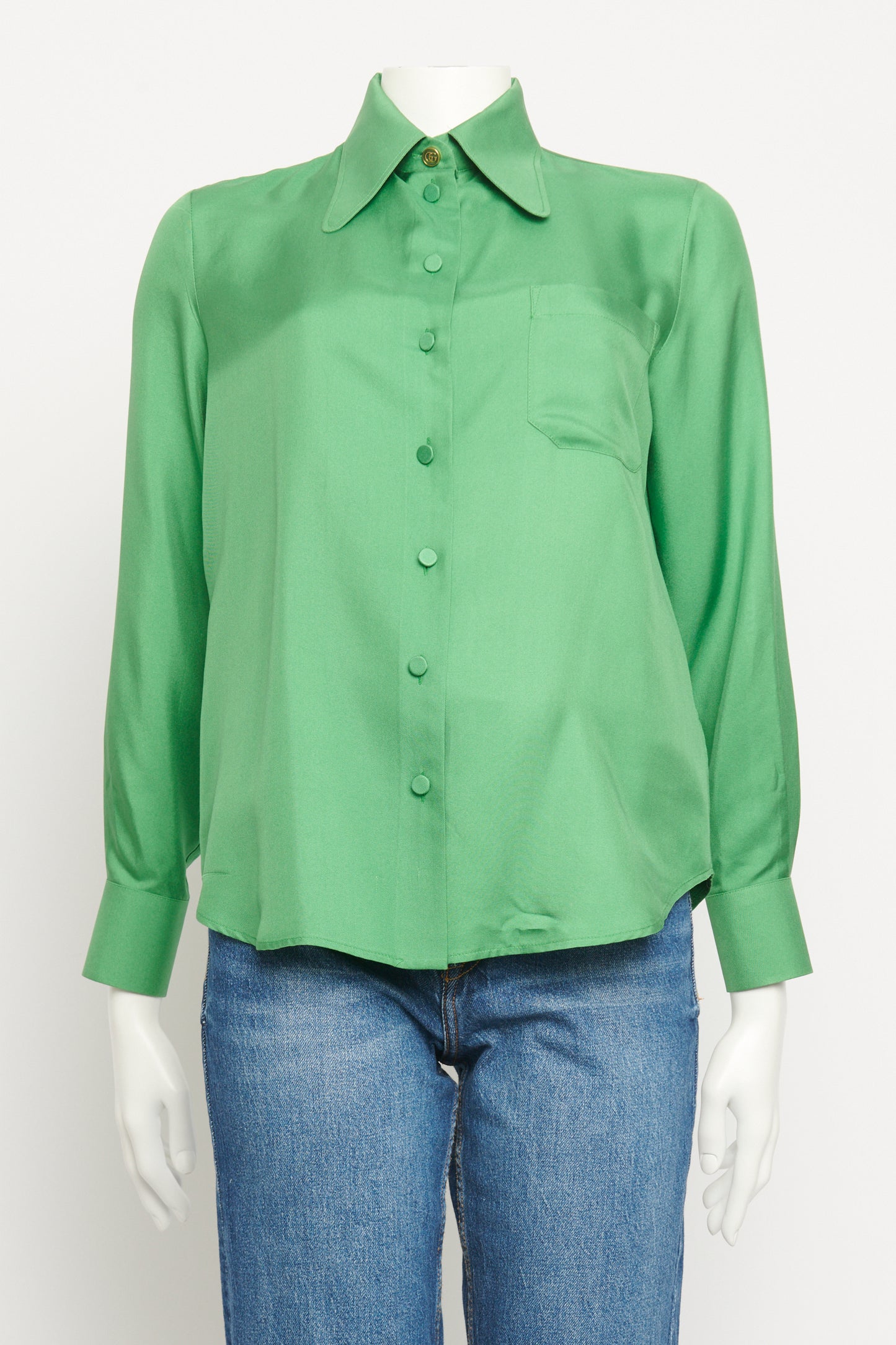 Silk Button Up Preowned Blouse