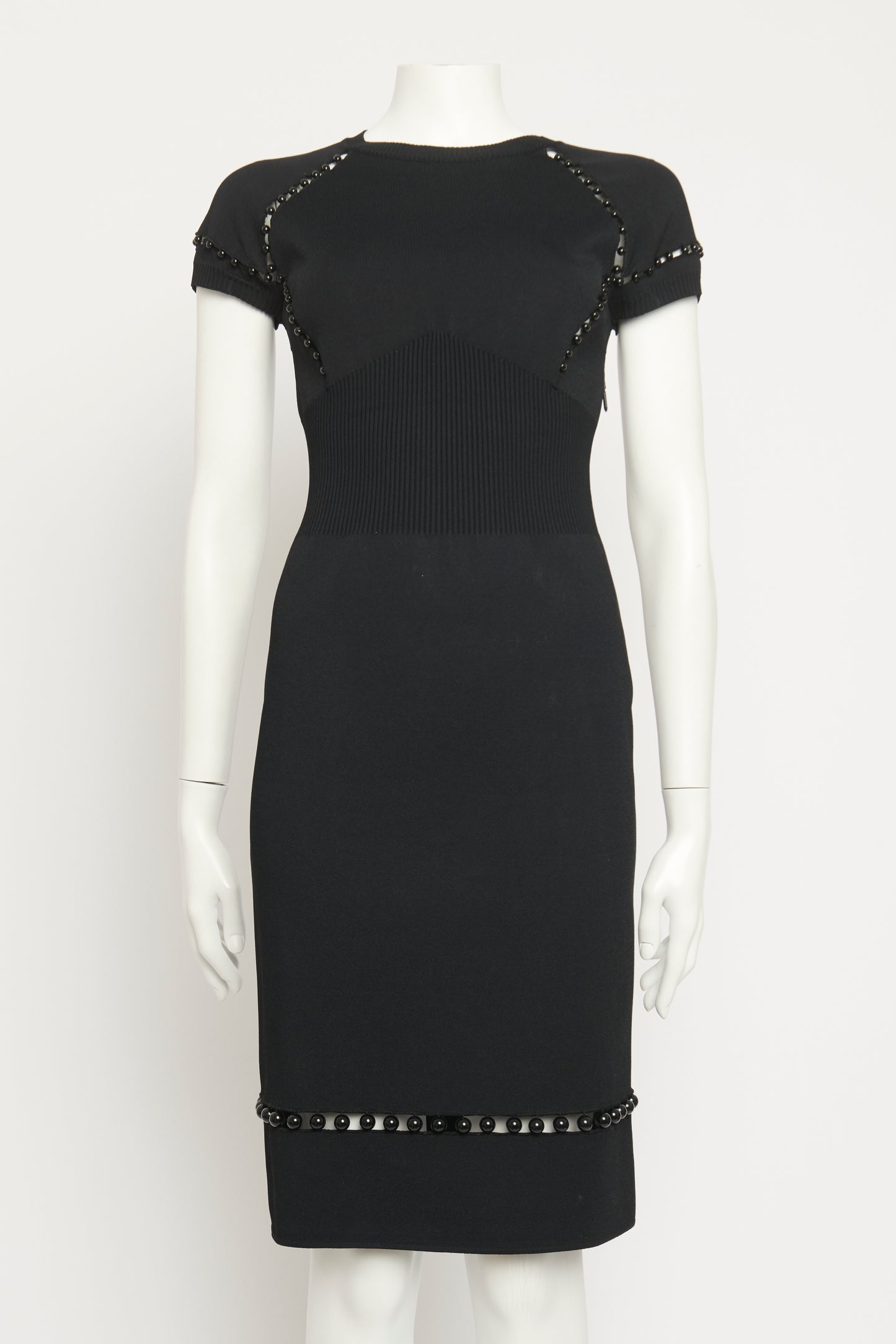 Fitted Fine Knit Beaded Preowned Dress