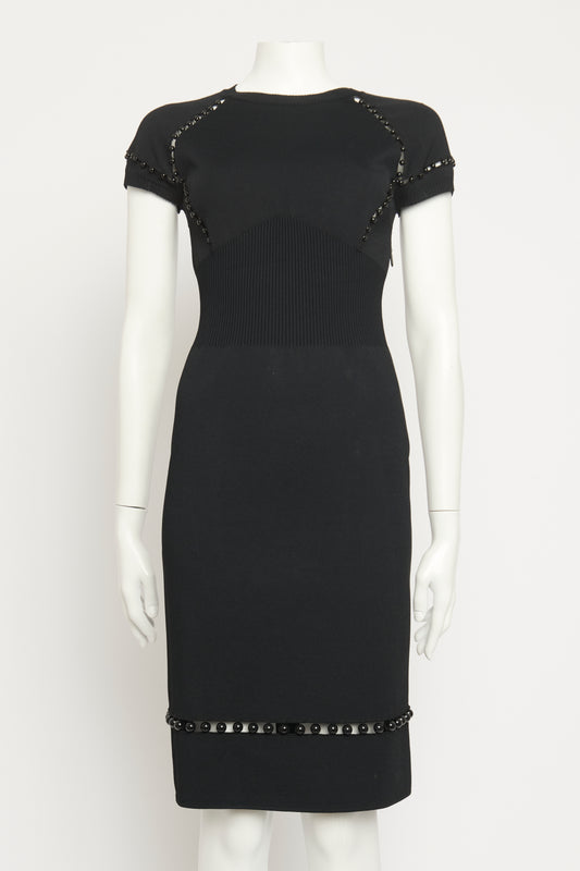 Fitted Fine Knit Beaded Preowned Dress