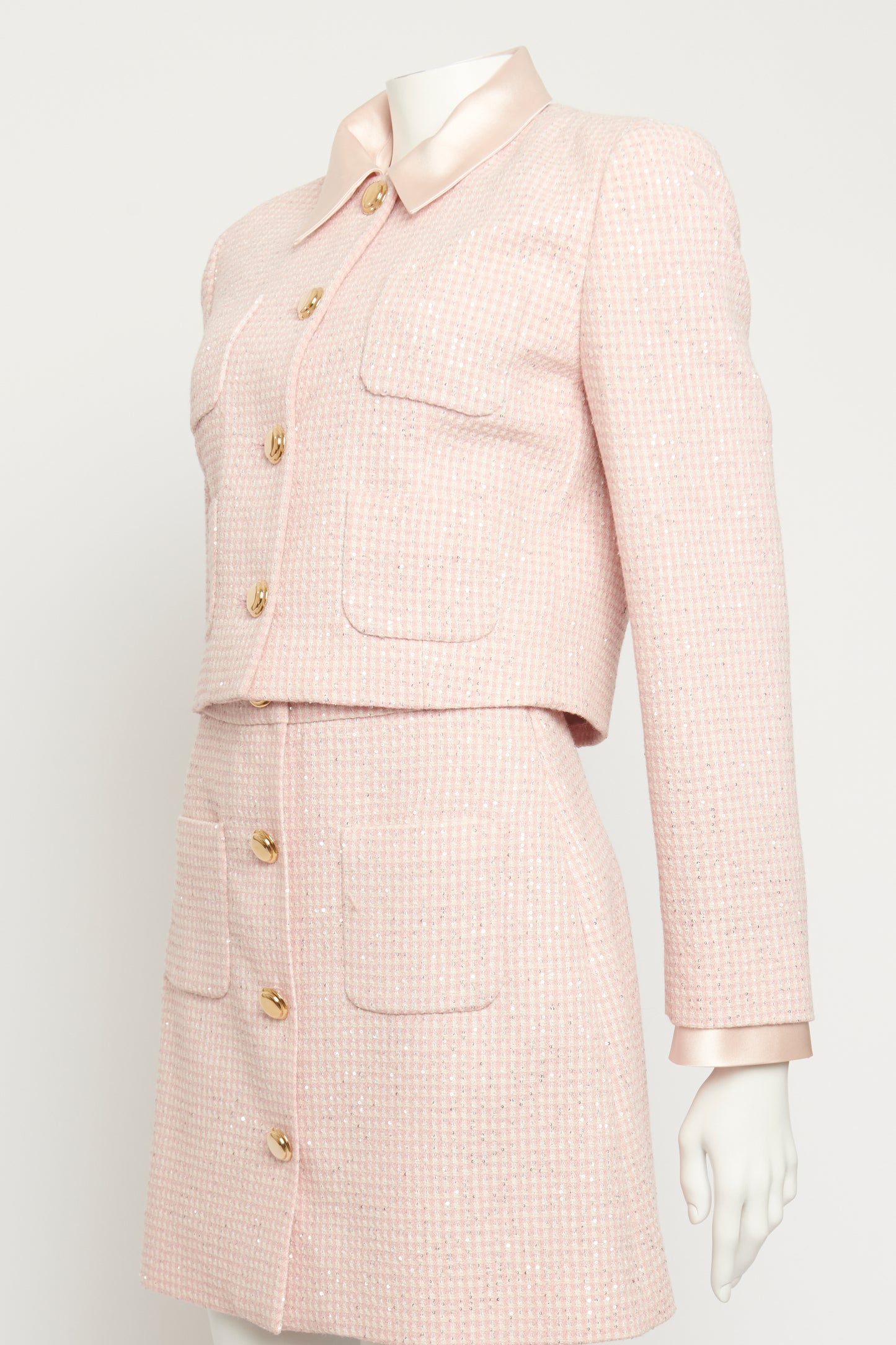 2021 Pink Wool Blend Gingham Check Preowned Jacket