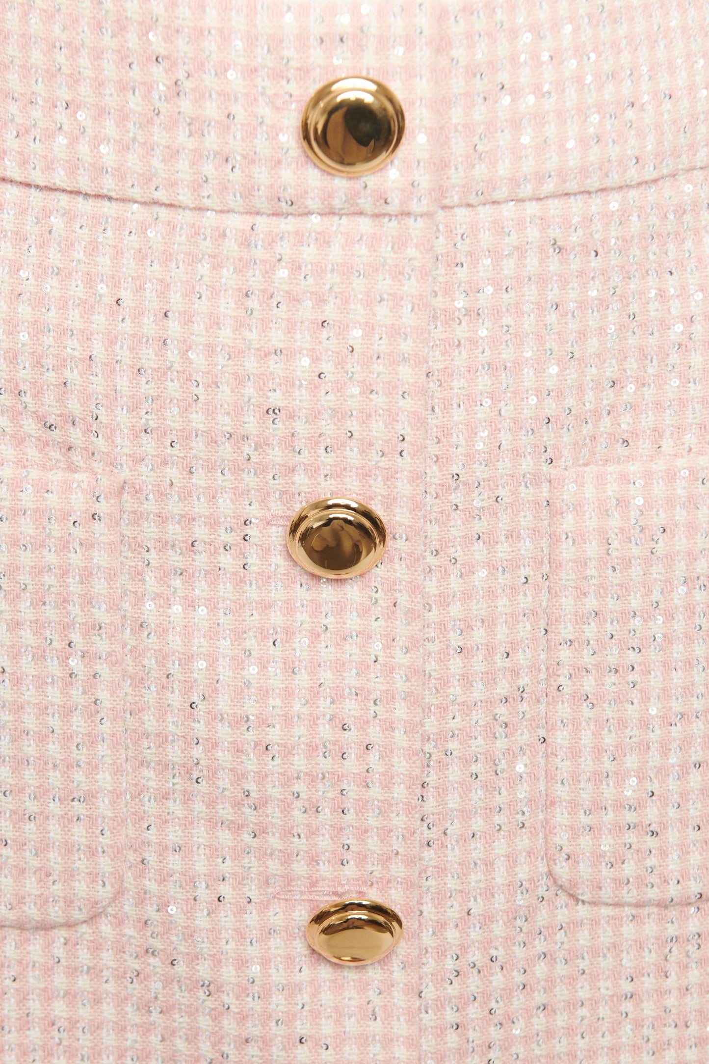 2021 Pink Wool Blend Gingham Button Up Preowned Mini Skirt