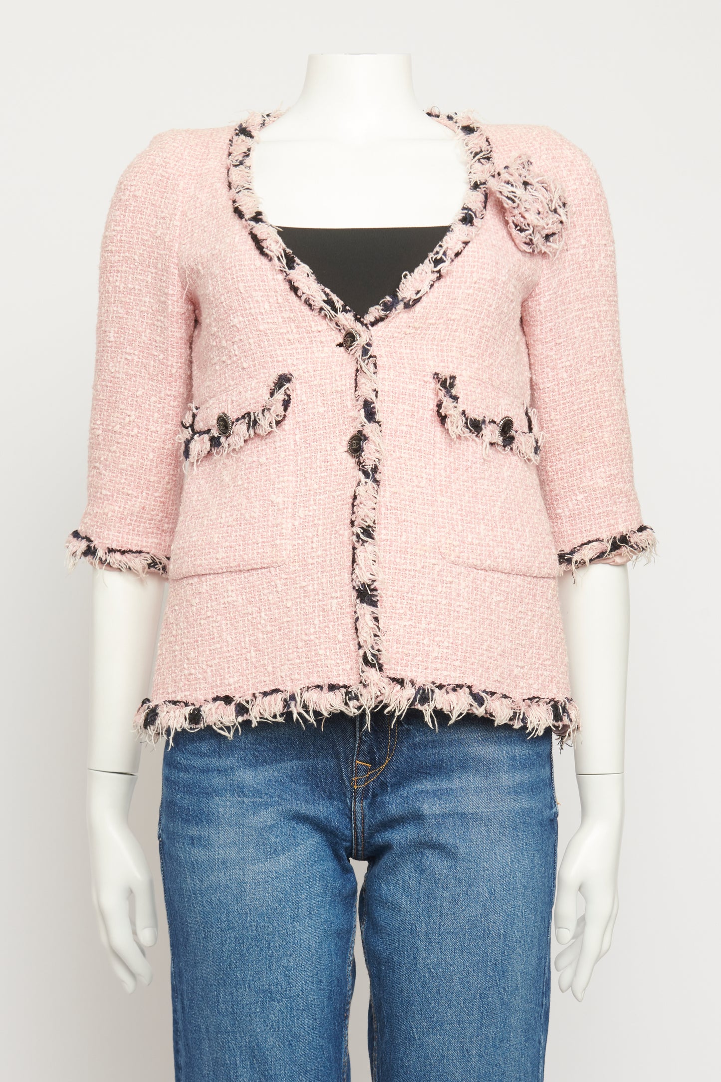 2007 Pink Tweed Floral Corsage Preowned Jacket