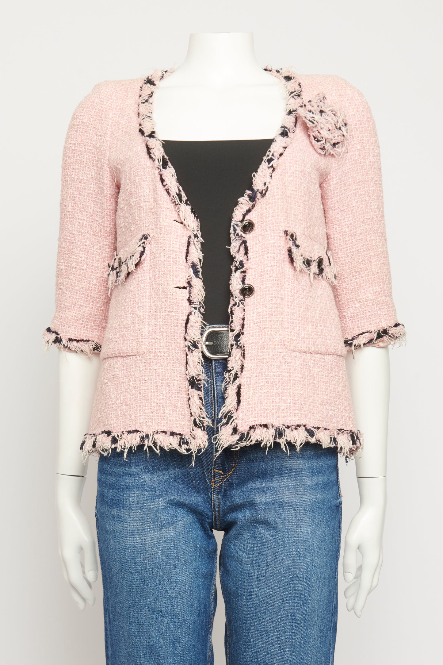 2007 Pink Tweed Floral Corsage Preowned Jacket