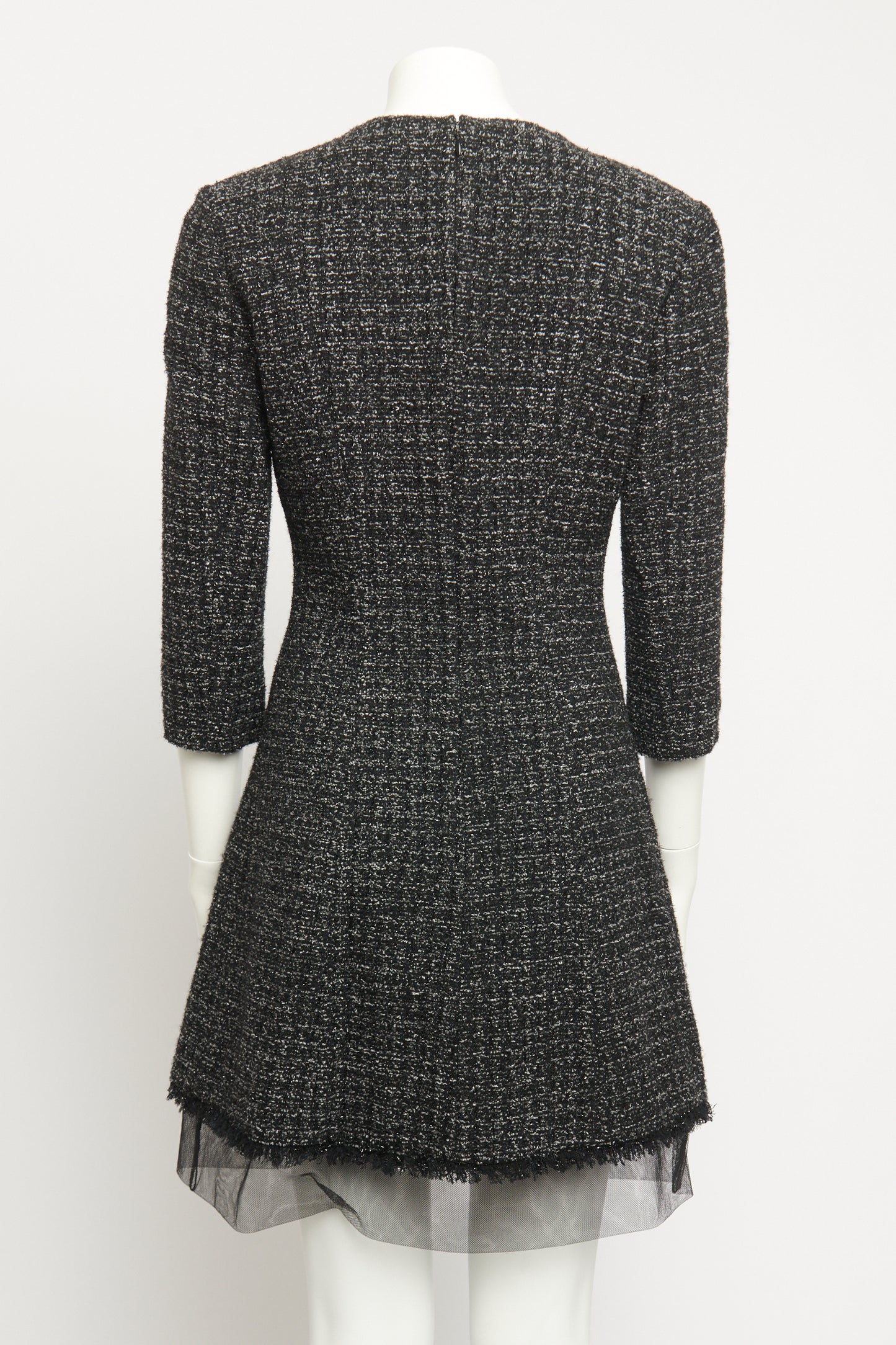 Grey & Black Metallic Tweed Preowned Mini Dress