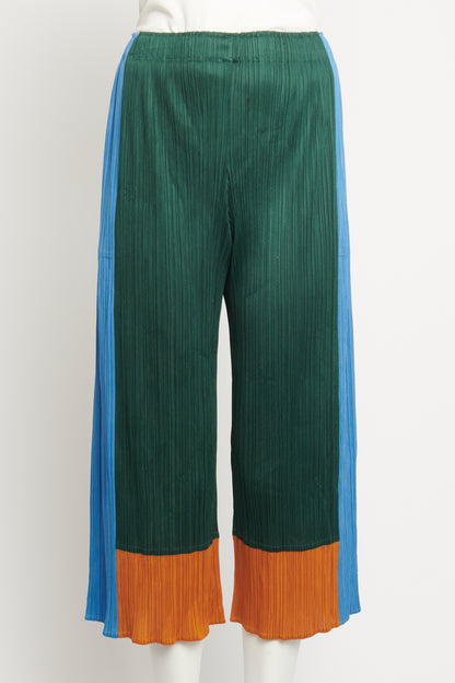 Multicoloured Polyester Preowned Pleated Culottes