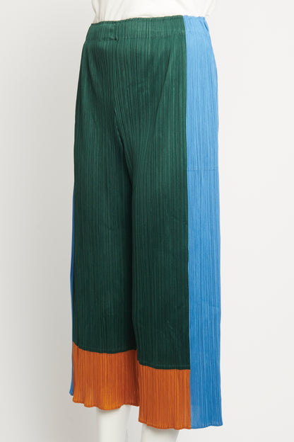 Multicoloured Polyester Preowned Pleated Culottes