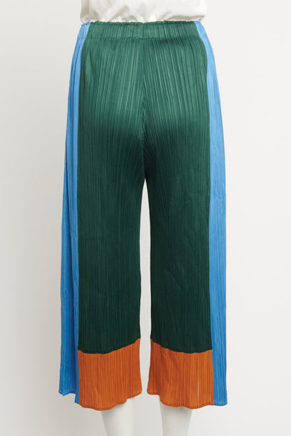 Multicoloured Polyester Preowned Pleated Culottes