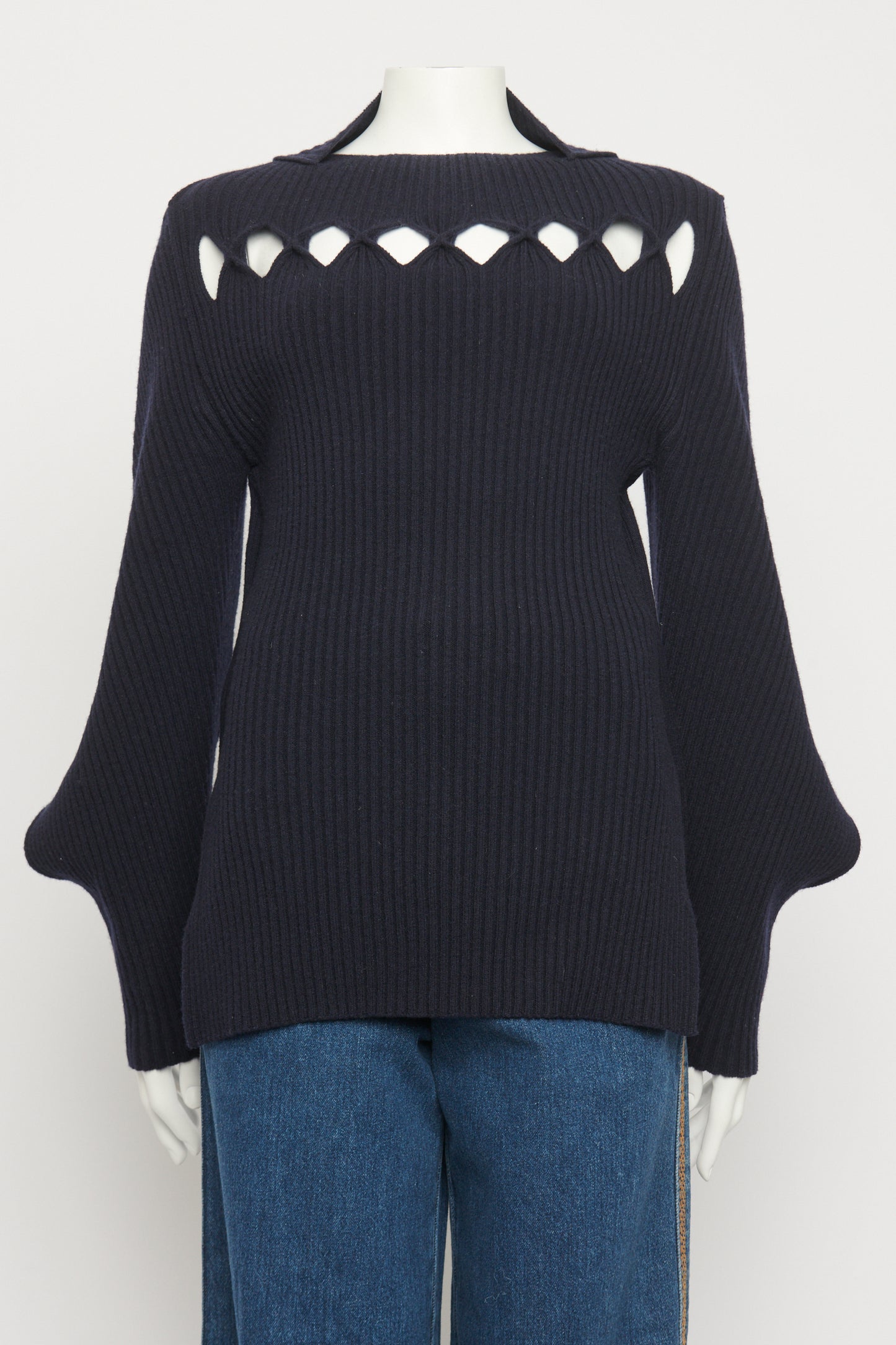 Navy Wool & Cashmere Blend Cut-Out Preowned Jumper