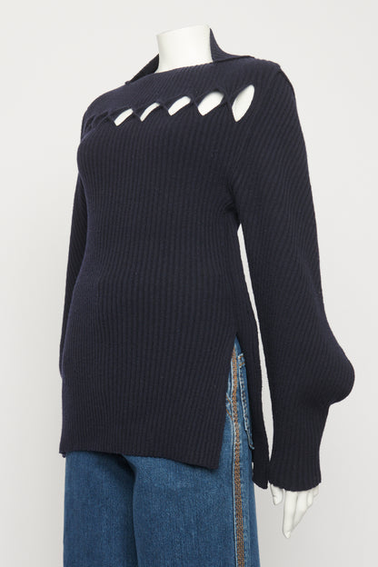 Navy Wool & Cashmere Blend Cut-Out Preowned Jumper