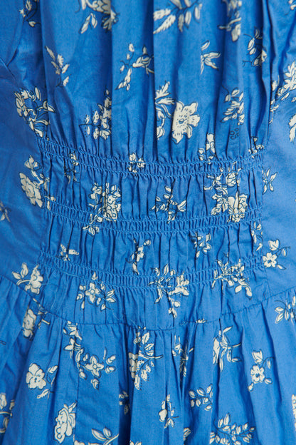 Blue Cotton Floral Deia Preowned Midi Dress