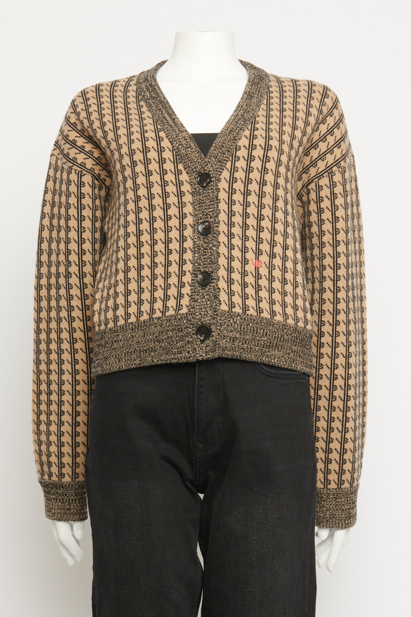 Beige Merino Preowned Cropped Cardigan