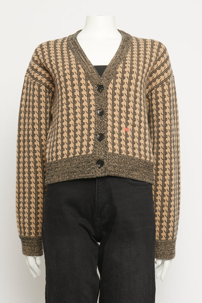 Beige Merino Preowned Cropped Cardigan