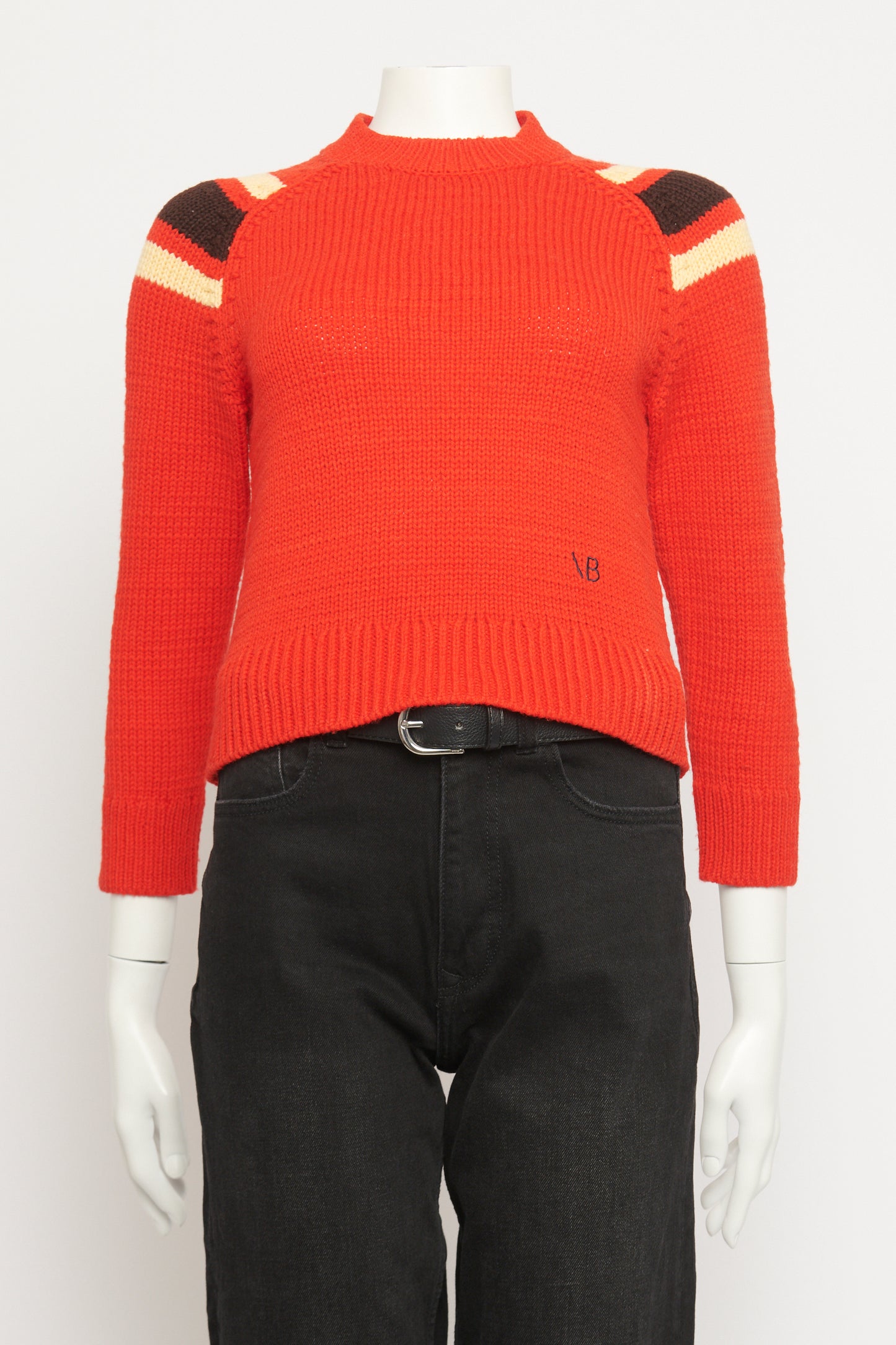 Red Wool Chunky Knit Preowned Cropped Jumper