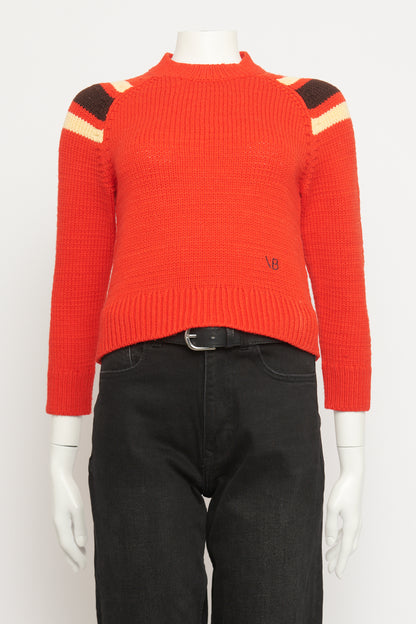 Red Wool Chunky Knit Preowned Cropped Jumper