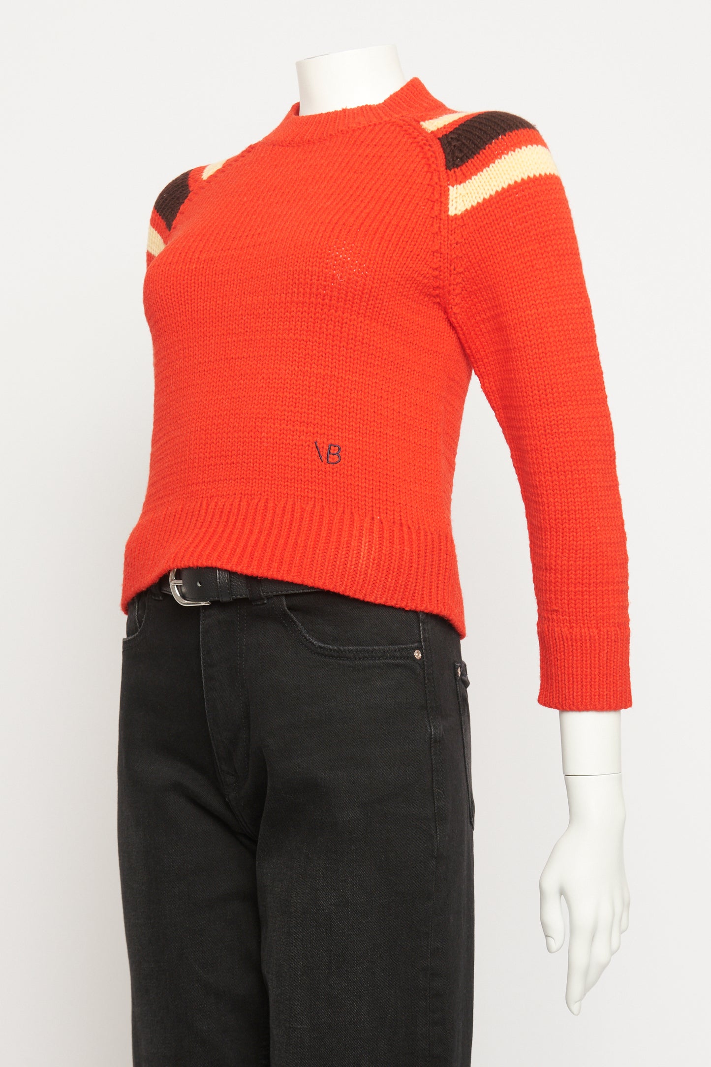 Red Wool Chunky Knit Preowned Cropped Jumper