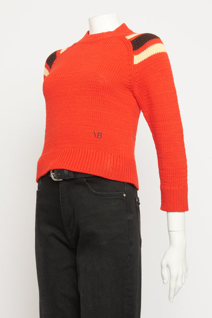 Red Wool Chunky Knit Preowned Cropped Jumper