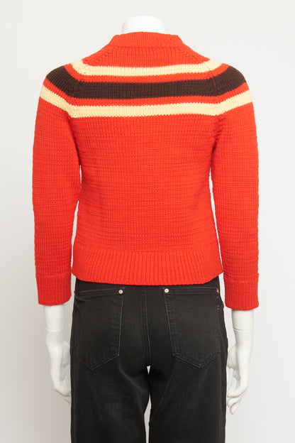 Red Wool Chunky Knit Preowned Cropped Jumper