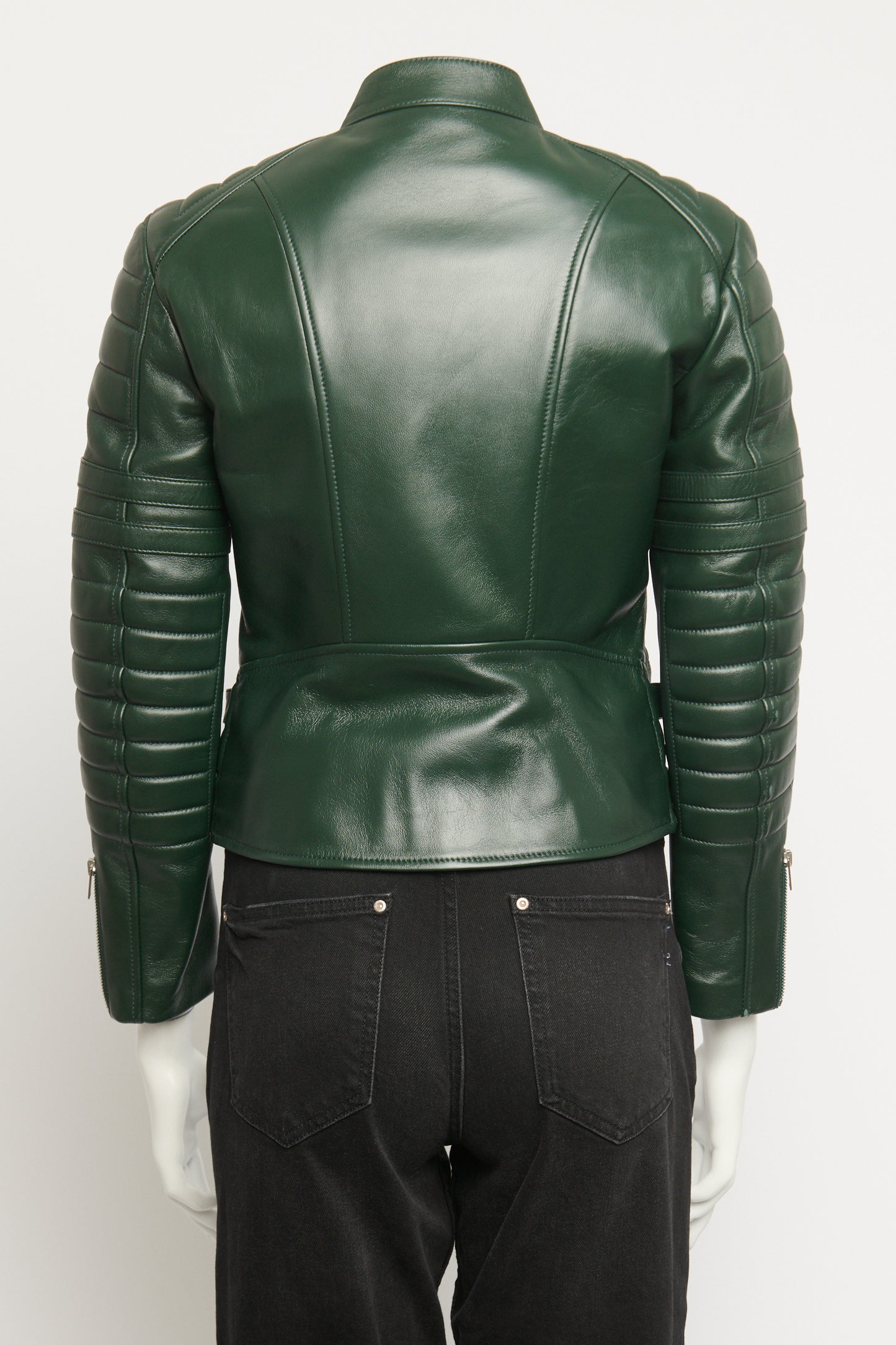 2010 Green Leather Moto Preowned Biker Jacket