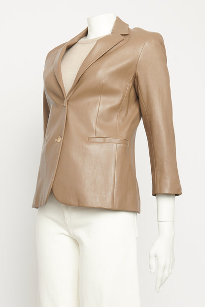 Taupe Lambskin Preowned Single Breasted Blazer