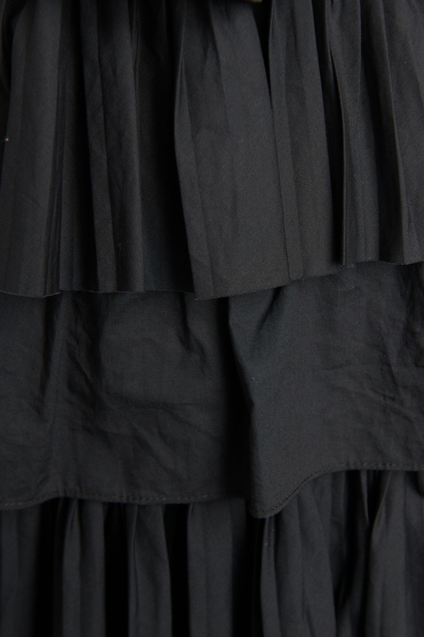 2022 Black Cotton Poplin Preowned Avery Ruffled Midi Dress