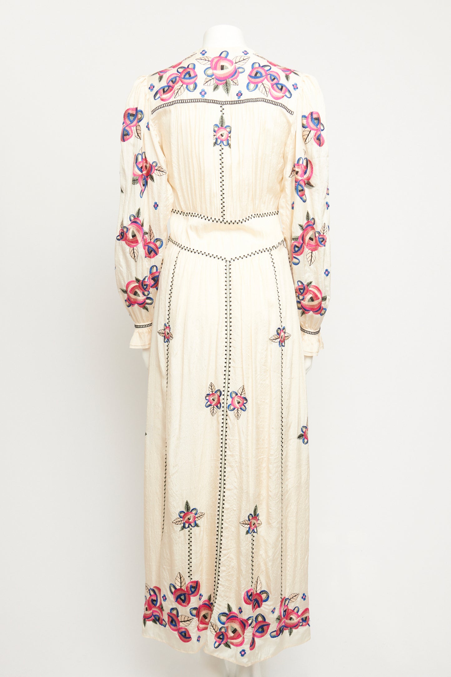 2021 Cream Silk Moyra Preowned Floral Maxi Dress