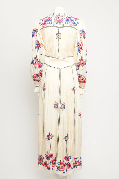 2021 Cream Silk Moyra Preowned Floral Maxi Dress