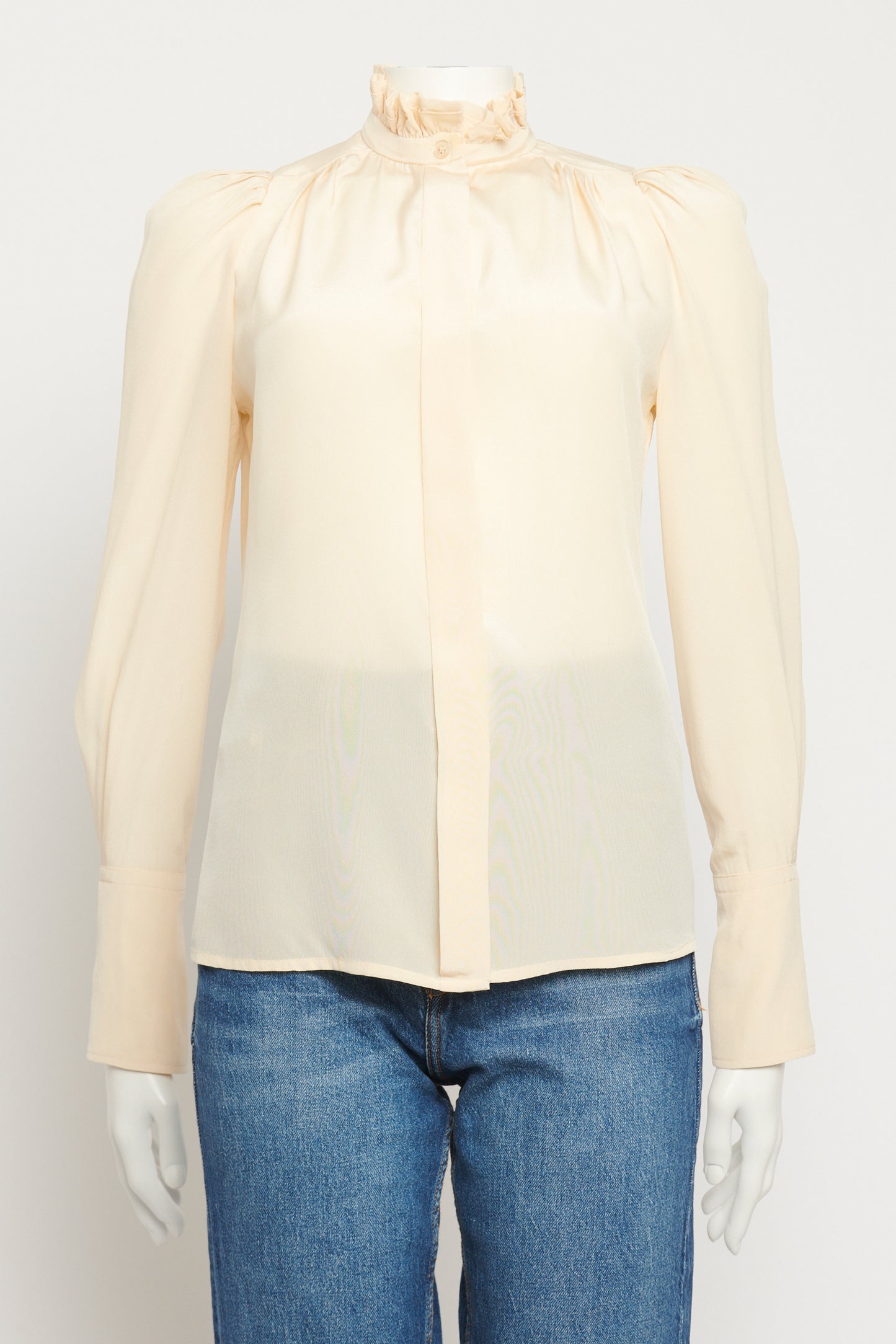 Nude Silk Preowned Ruffled Blouse