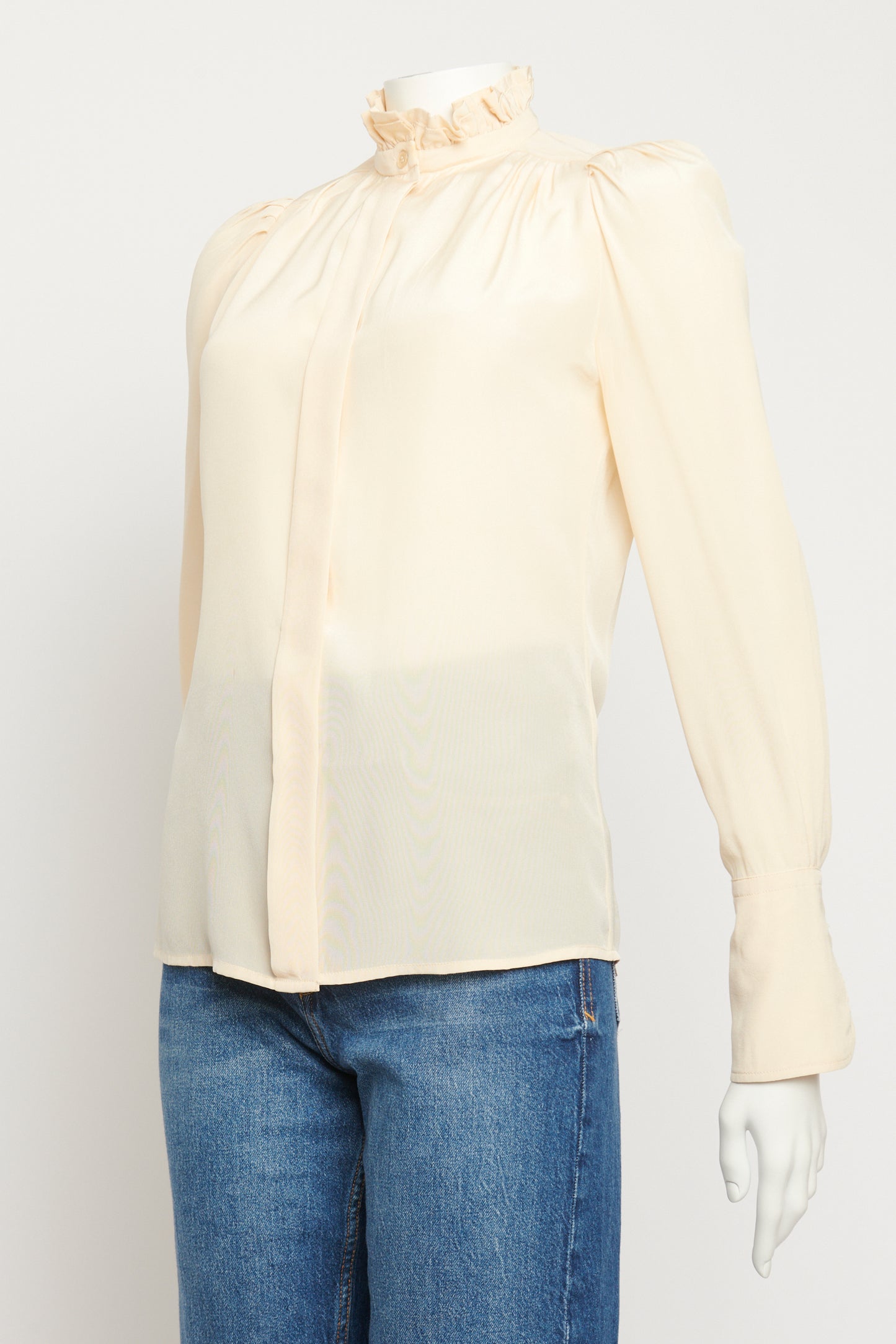 Nude Silk Preowned Ruffled Blouse