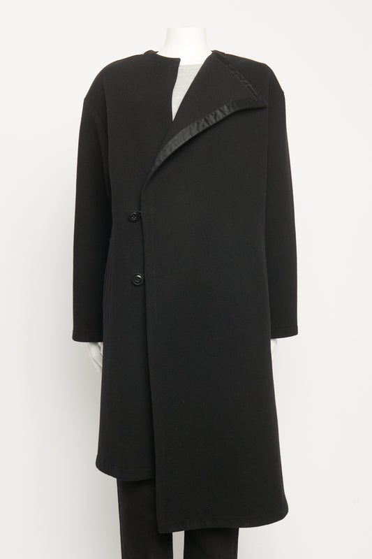 Black Wool Preowned Asymmetric Coat