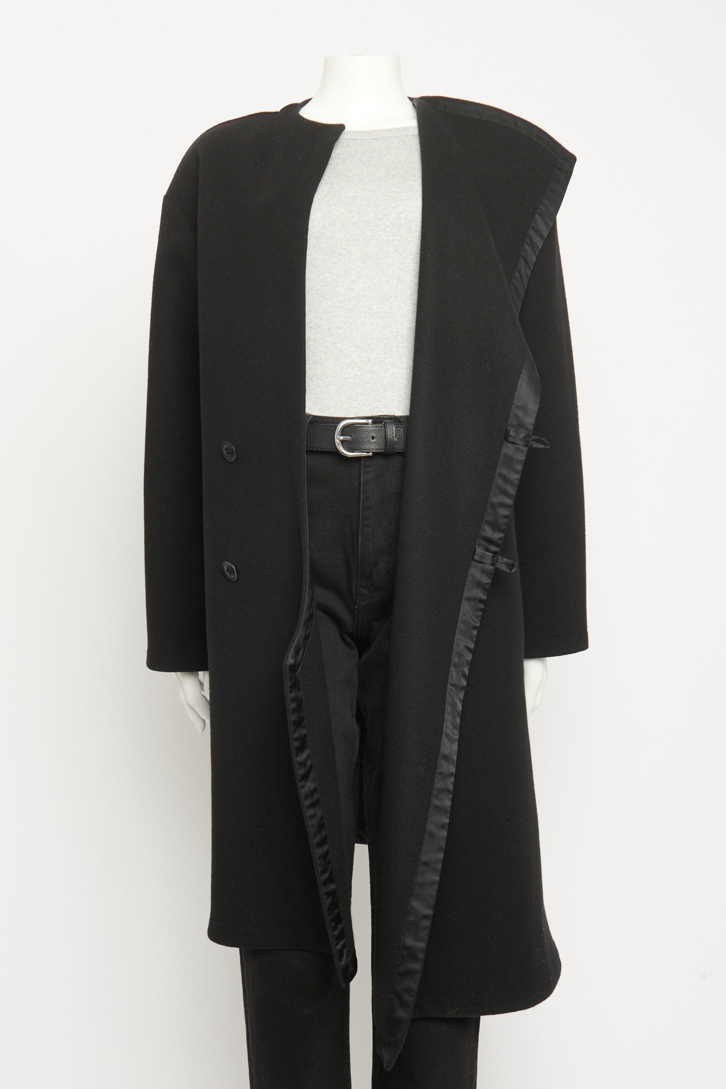 Black Wool Preowned Asymmetric Coat