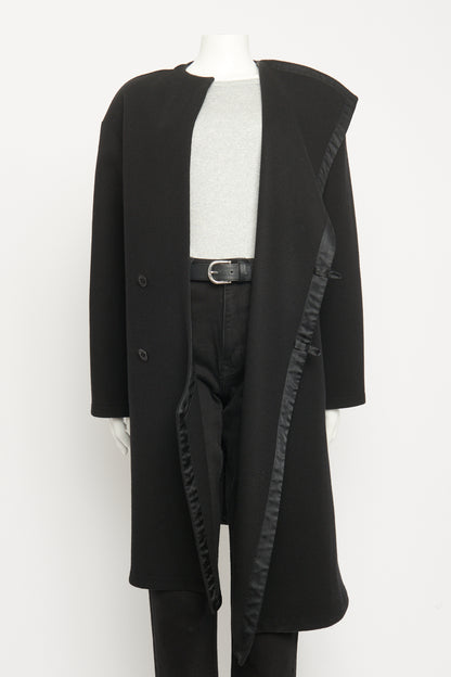 Black Wool Preowned Asymmetric Coat